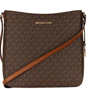 Michael Kors | Brown Signature Jet Set Travel Canvas Crossbody Bag